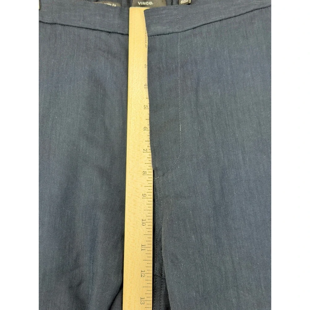 Vince Linen Pants Mens M Louie Straight Fit Navy Blue Italian Fabric EUC